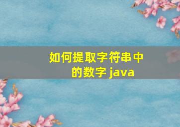 如何提取字符串中的数字 java